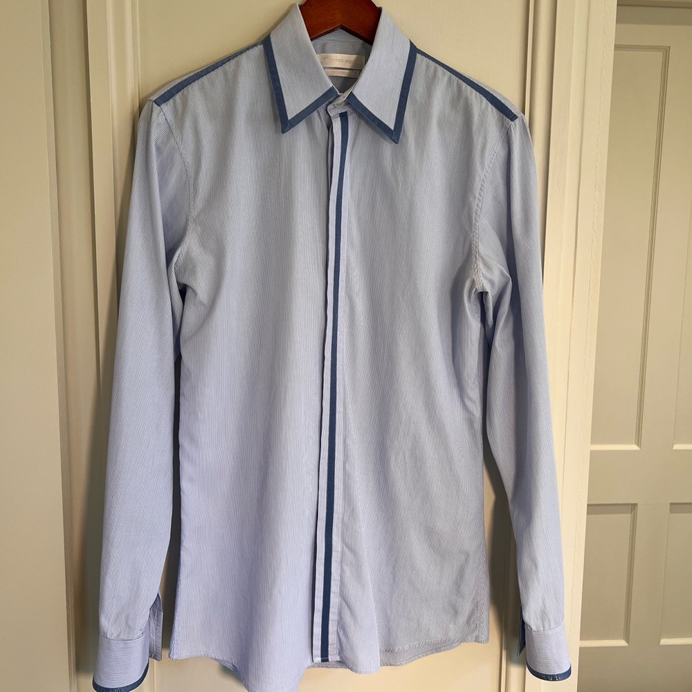 Alexander McQueen Light Blue Dress Shirt with Dark Blue Accents